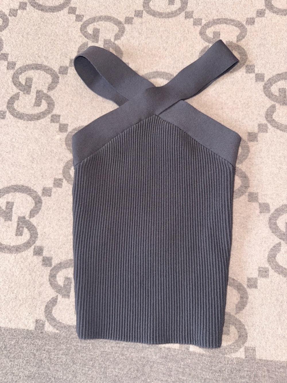 Babaton criss cross sculpt knit Ribbed Knit Dress - Charcoal Gray, 2XS